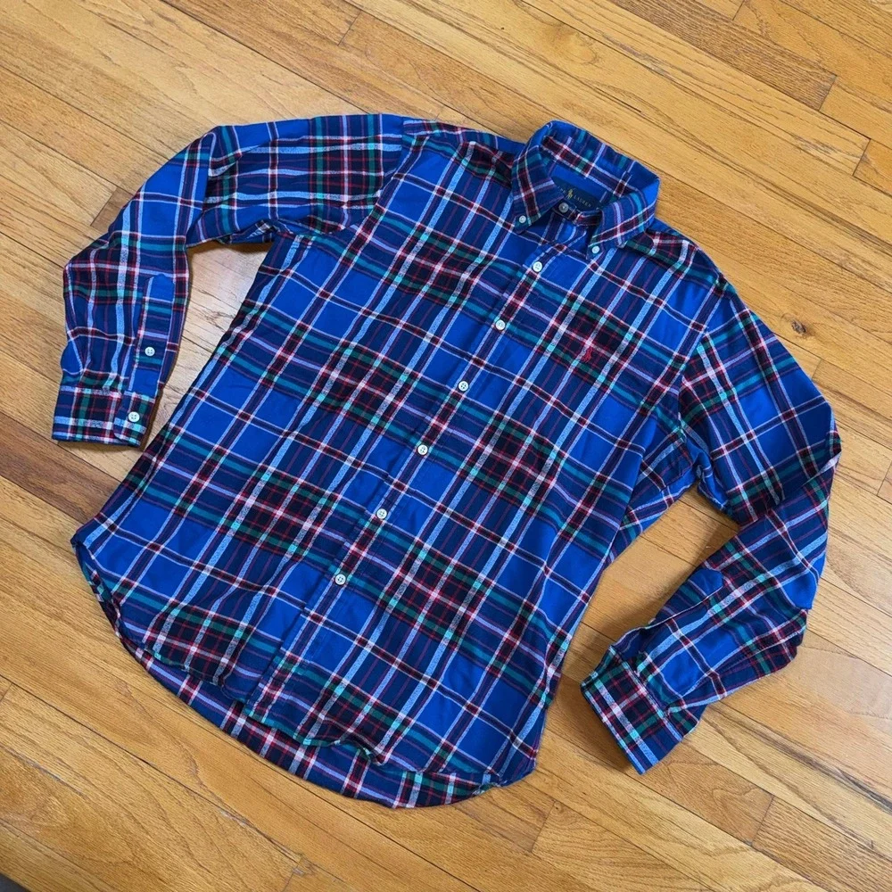 Ralph Lauren Classic Fit Performance Flannel Long Sleeve Plaid Shirt Mens M Polo